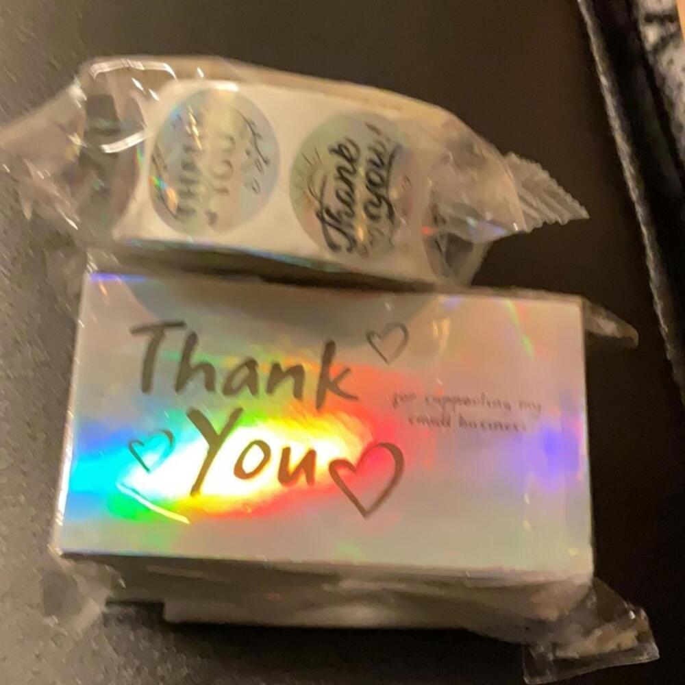 Thank you business cards and 1” stickers